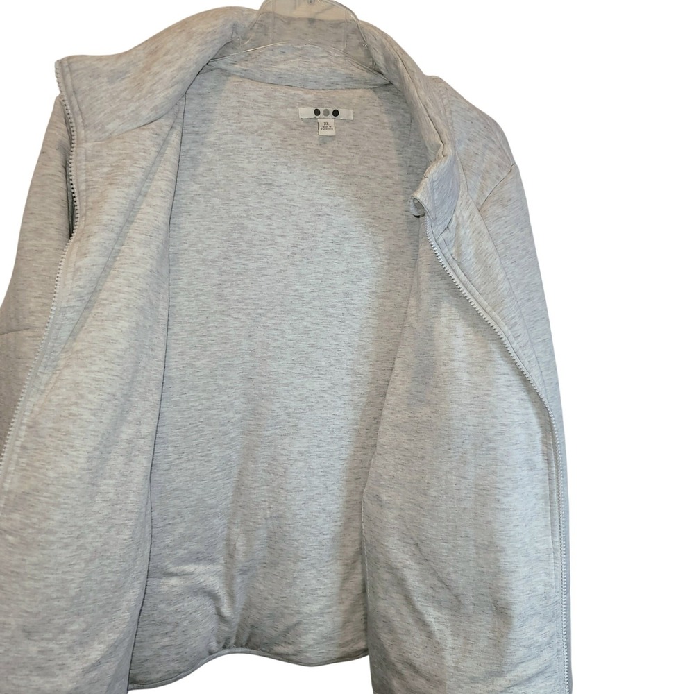Three Dots Knit Puffer Jacket Full Zip Womens Sz XL Oatmeal‎ Cream Zip Pockets - Picture 11 of 15